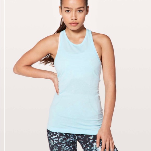 NWT Lululemon Swiftly Tech T-Back Blue Glow / Whit - Picture 4 of 4